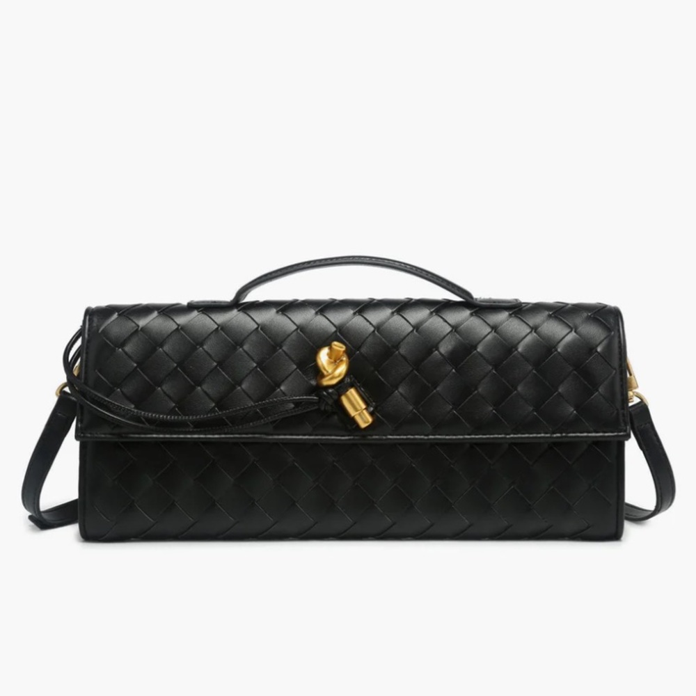 Commense black leather clutch